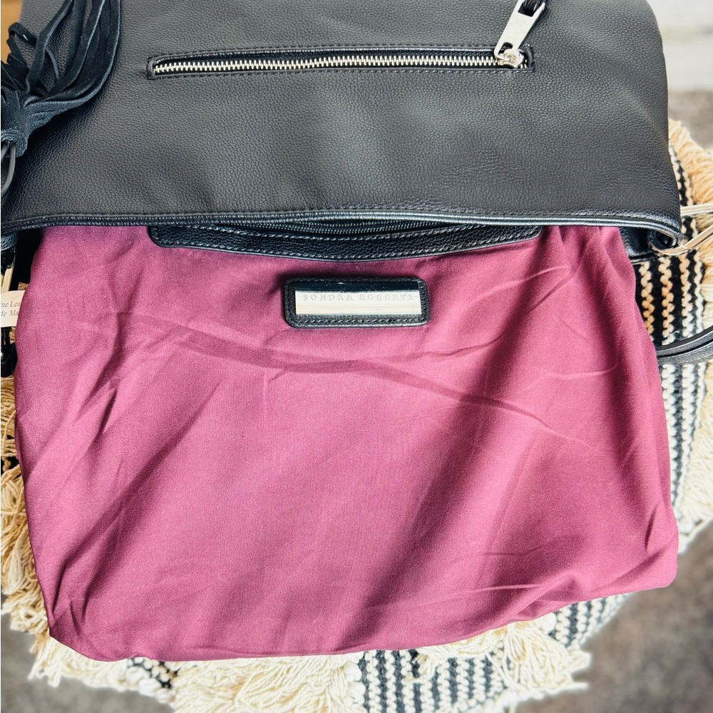 Sondra Roberts Shoulder or Satchel Purse Bag Color block Leather Suede Purse - Picture 9 of 15